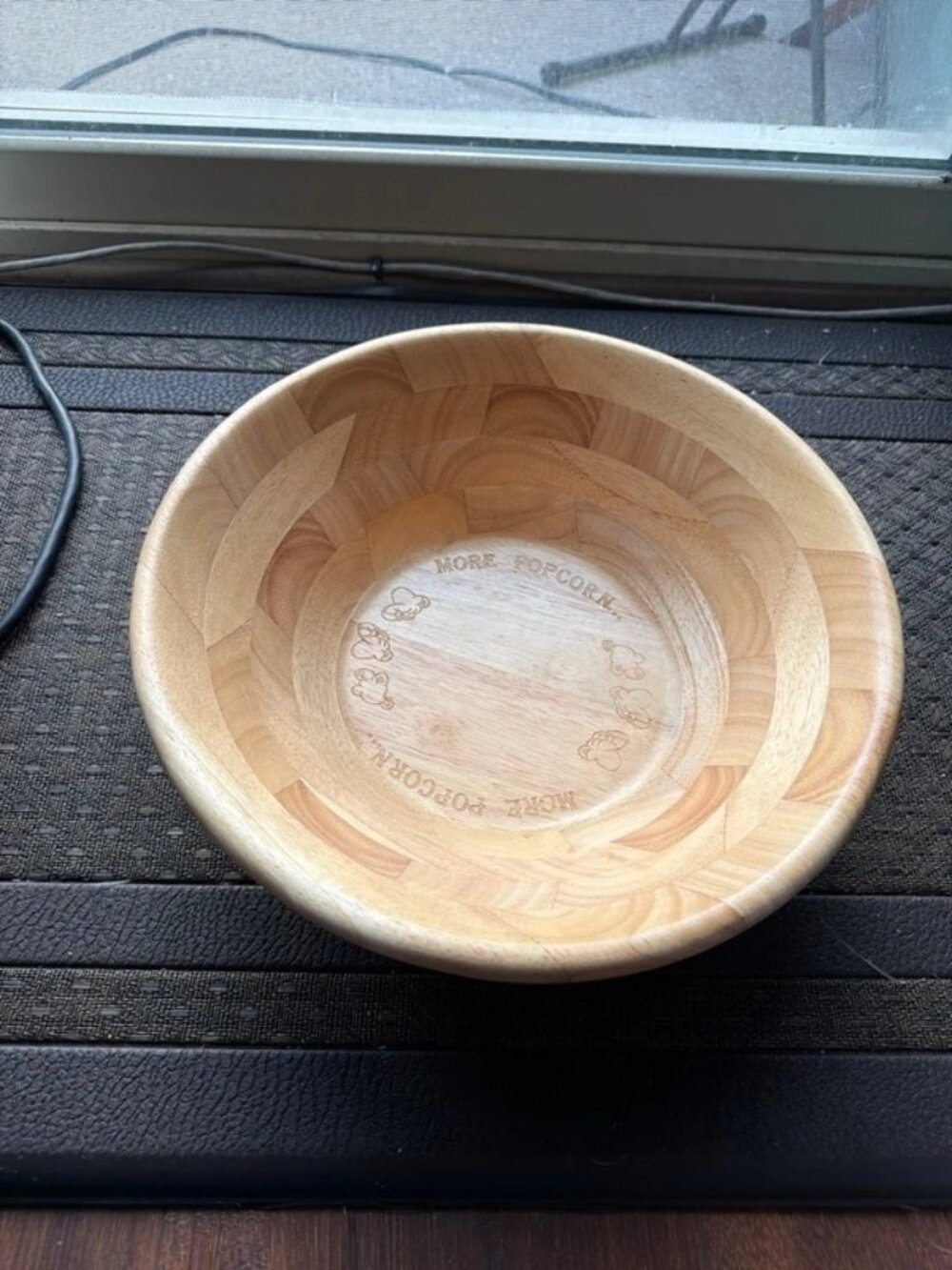 Vintage Wooden Popcorn Bowl Engraved More Popcorn Serving Dish